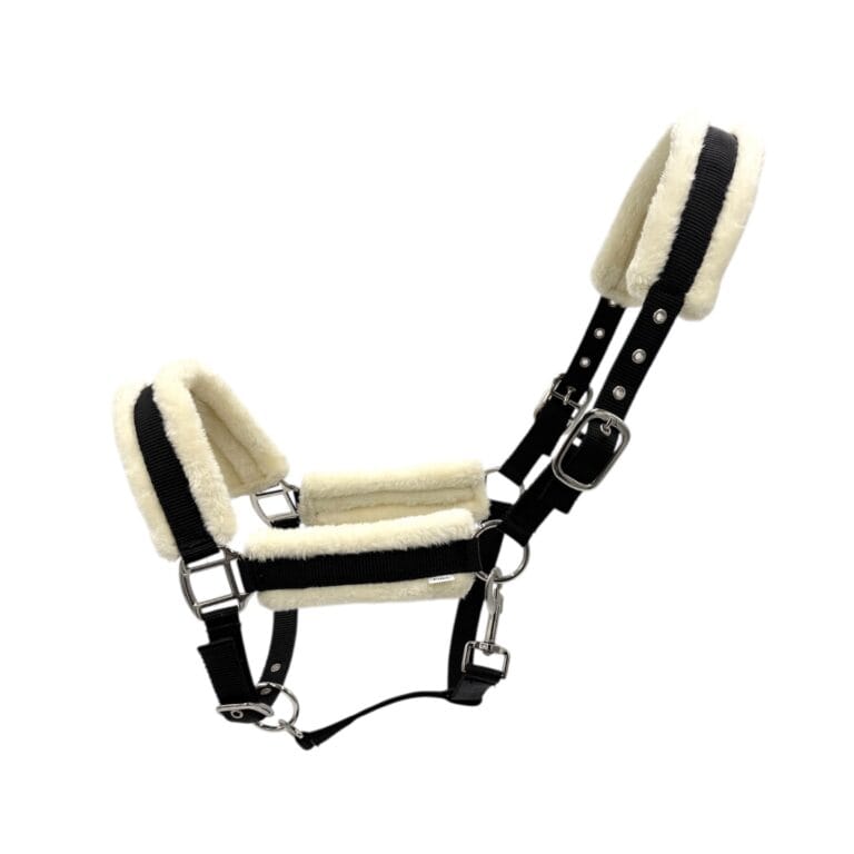 Nylon grime med blød mink padding – Sort